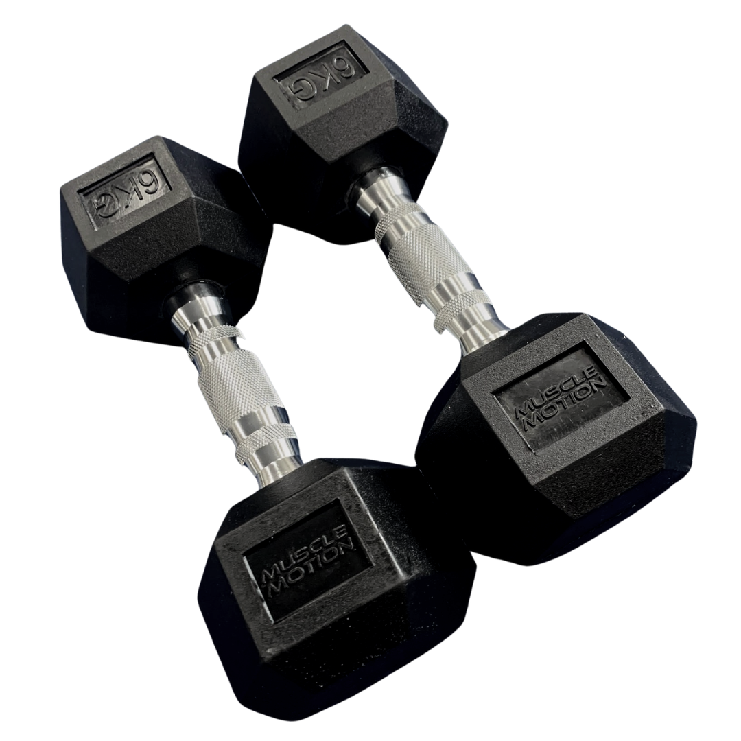 -Rubber Hex Dumbbells-Gym Direct