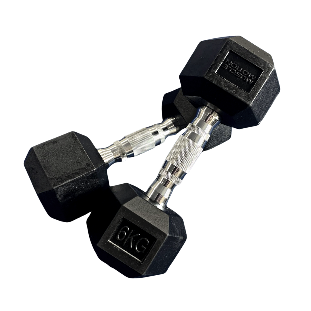 -Rubber Hex Dumbbells-Gym Direct