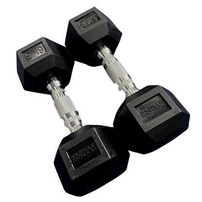 -Rubber Hex Dumbbells-Gym Direct